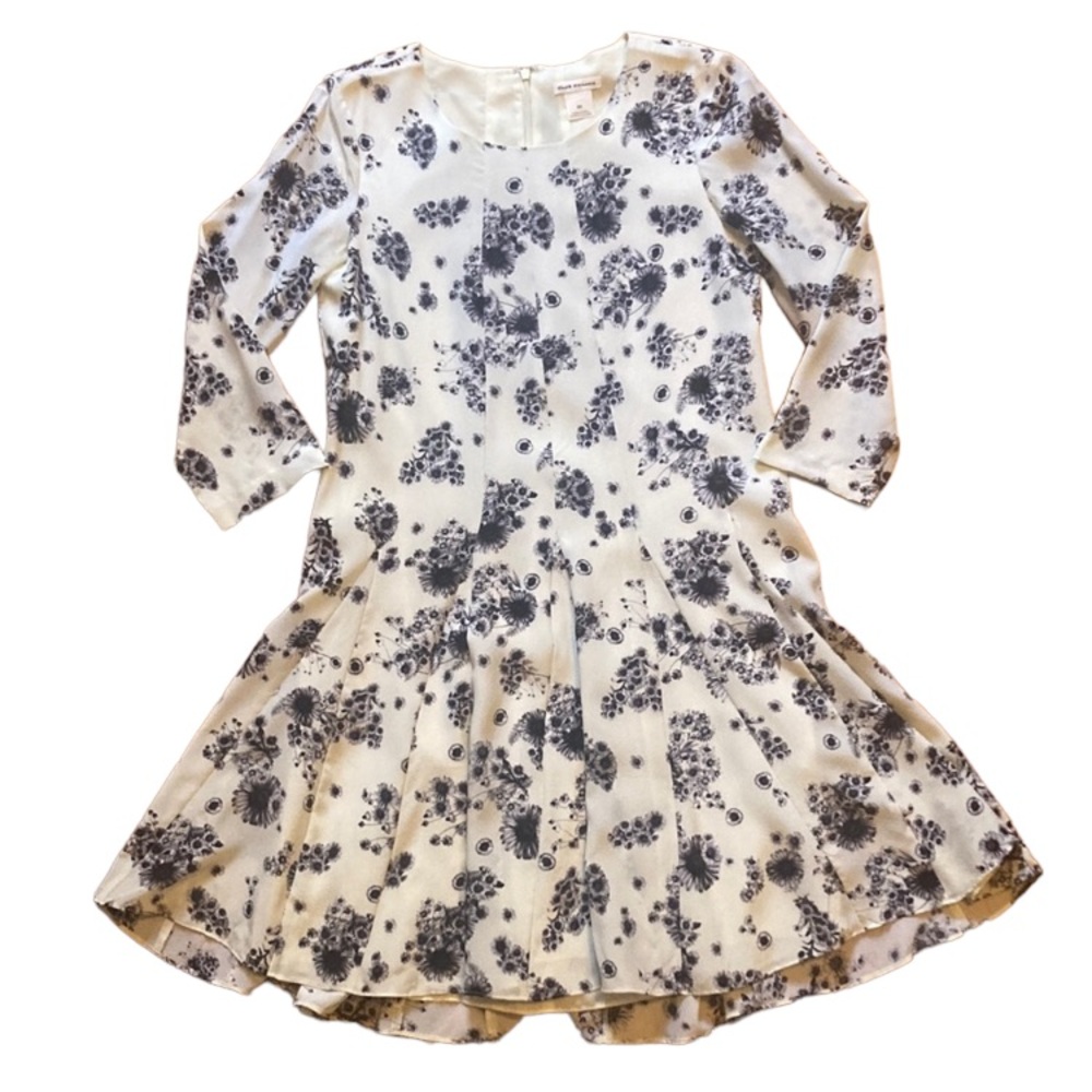 Club Monaco black and white floral silk dress, size 00